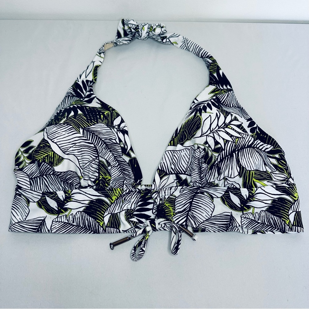 Swimsuits For All Halter Bikini Top - Black/White and Neon